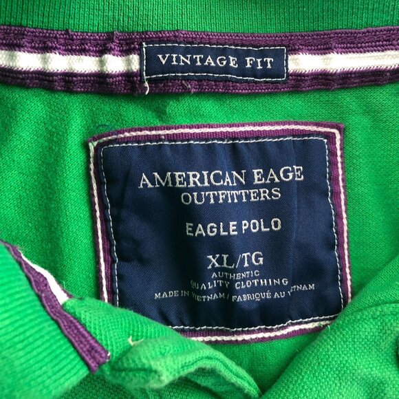 American Eagle Outfitters Mens Polo Shirt XL Short SleeveGreen Eagle Vintage Fit - Picture 7 of 12